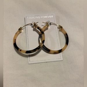 Tortoise hoops with gold over sterling hoops. Just under 2”